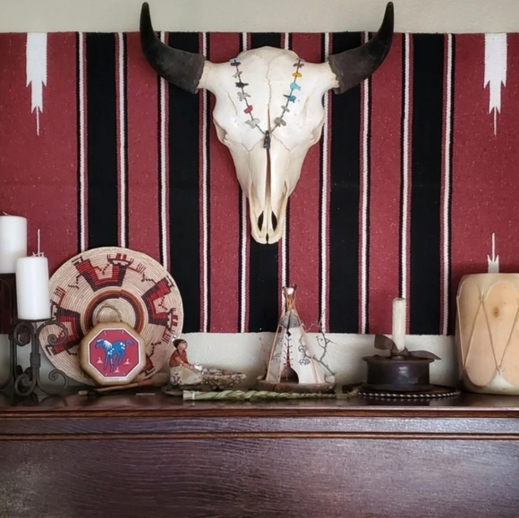 Navajo Style Cotton Rug - Blanket in Turquoise - Picture 6 of 6